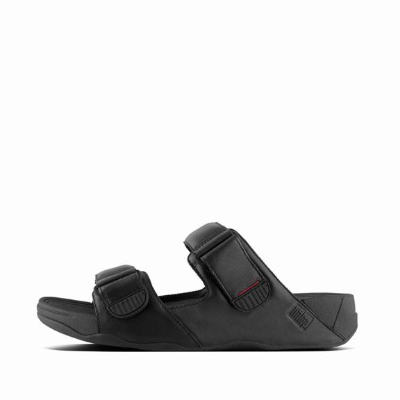 FitFlop Men's GOGH-MOC Leather Slides - Black (DXAQY-5230)